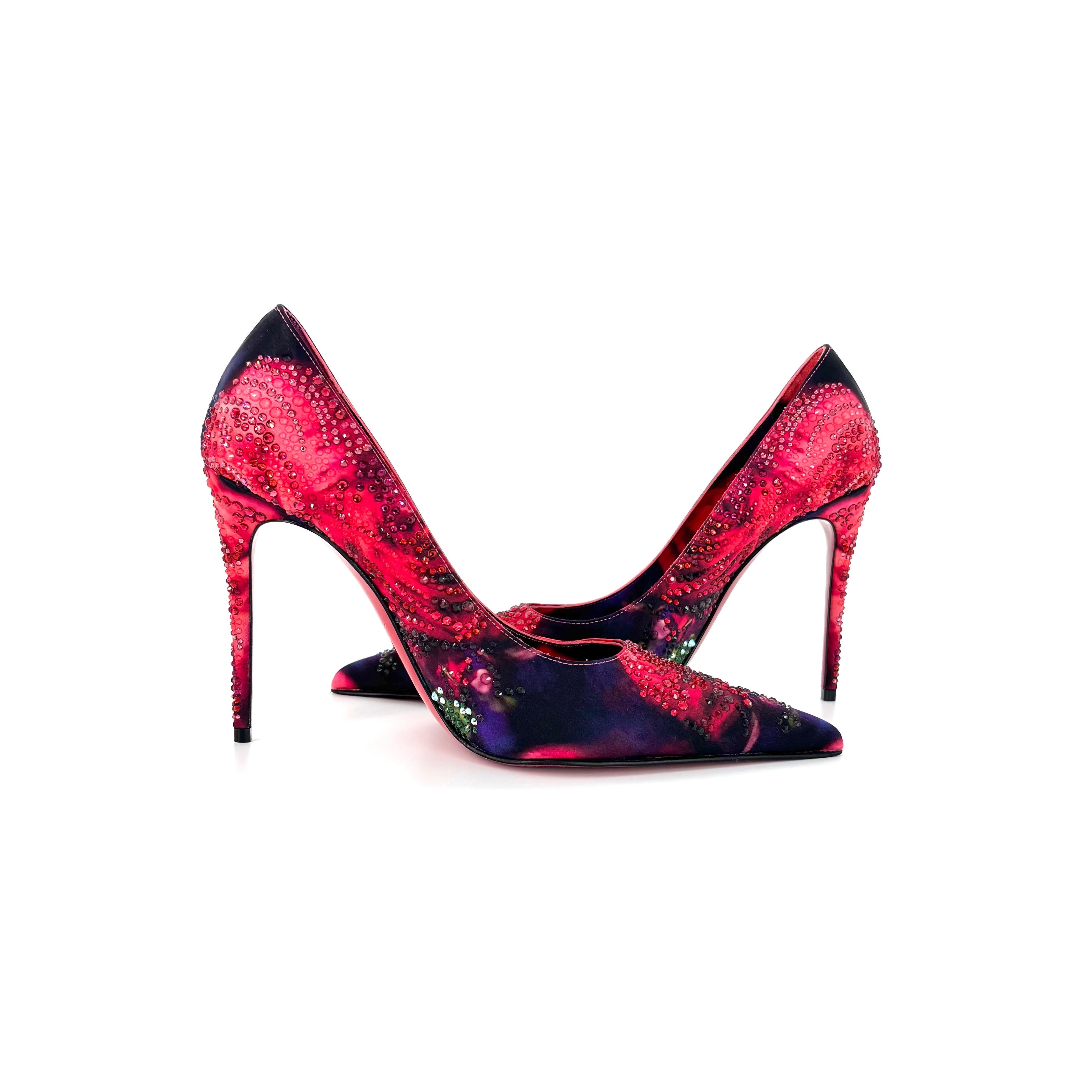 NIB Christian Louboutin Kate Max Roses Strass 100 Crystal Embellished Pumps 36.5 In condizioni Nuovo in vendita a Mechanicsville, VA