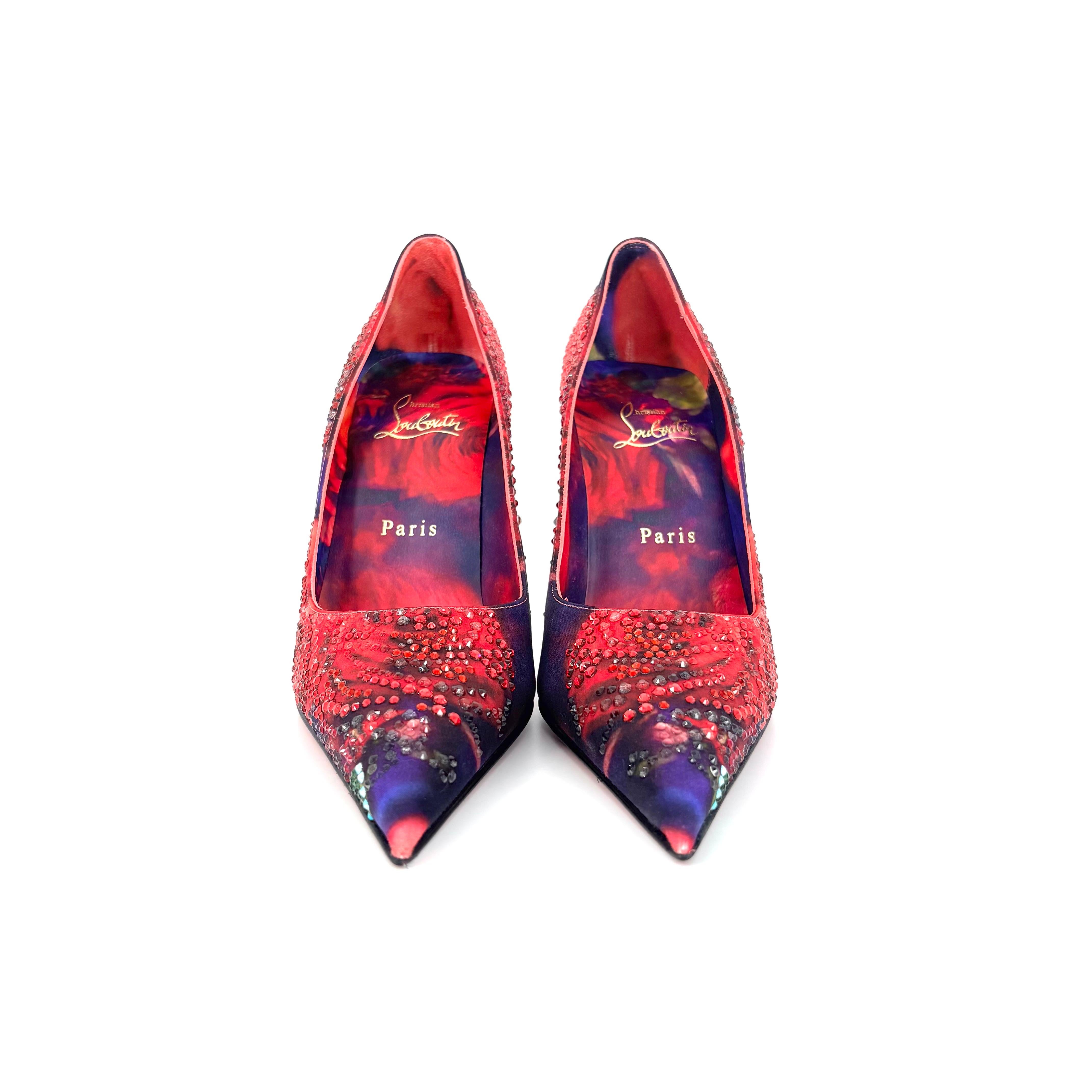 NIB Christian Louboutin Kate Max Roses Strass 100 Crystal Embellished Pumps 36.5 in vendita 1