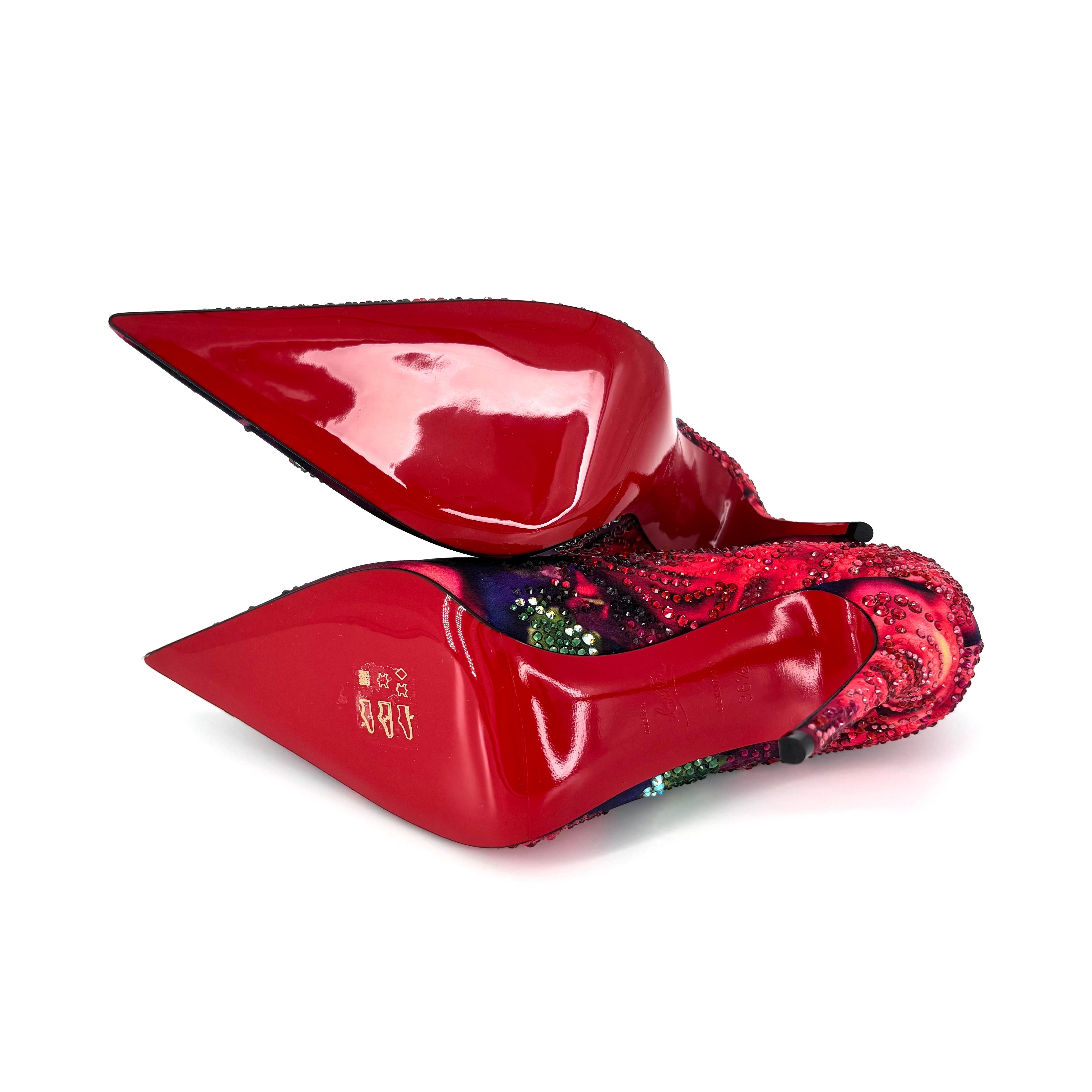 NIB Christian Louboutin Kate Max Roses Strass 100 Crystal Embellished Pumps 36.5 in vendita 2