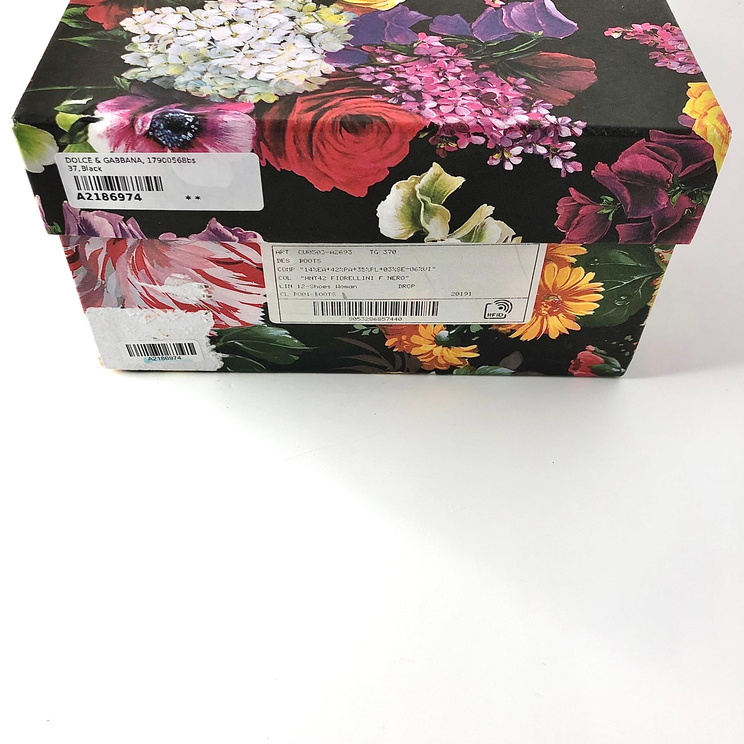 NIB Dolce & Gabbana Botas calcetín Maryjane florales adornadas con cristales 37 en venta 6