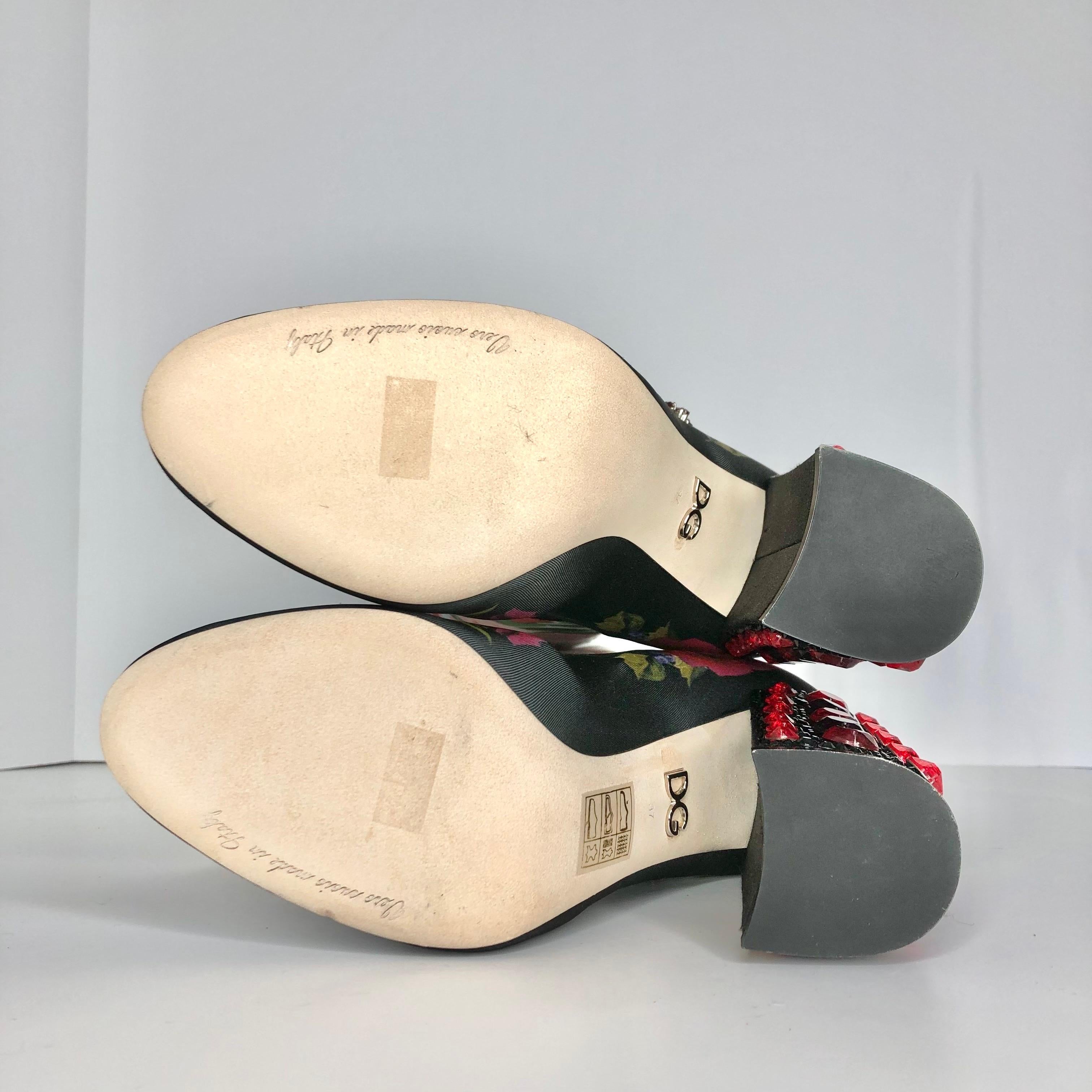 NIB Dolce & Gabbana Botas calcetín Maryjane florales adornadas con cristales 37 en venta 3