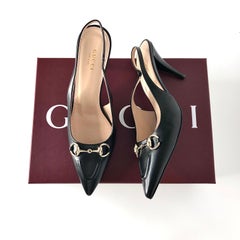 NIB Gucci Horsebit Slingback 100mm Pointed Toe Pumps 39