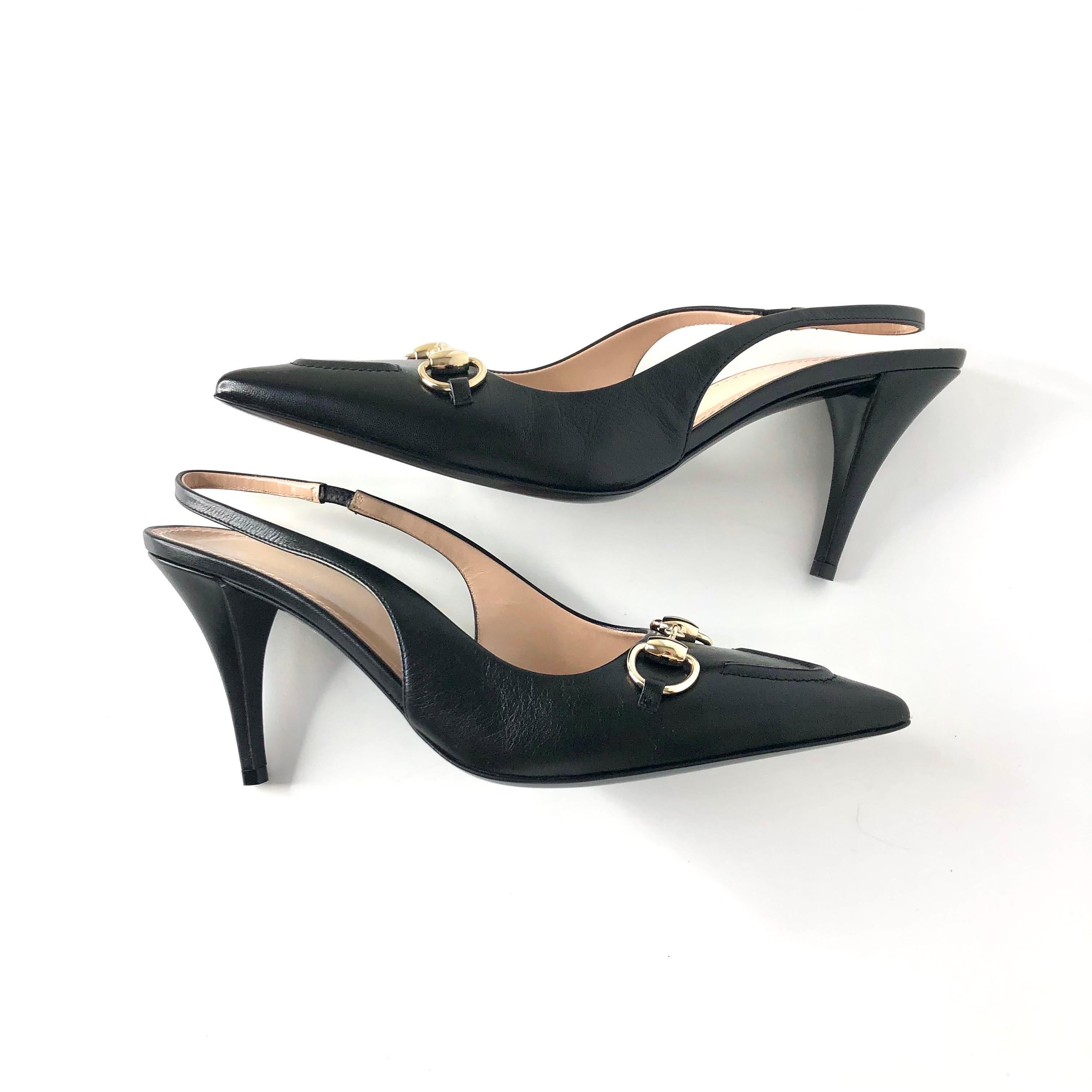 Donna NIB Gucci Horsebit Slingback 100mm Pointed Toe Pumps 39 in vendita
