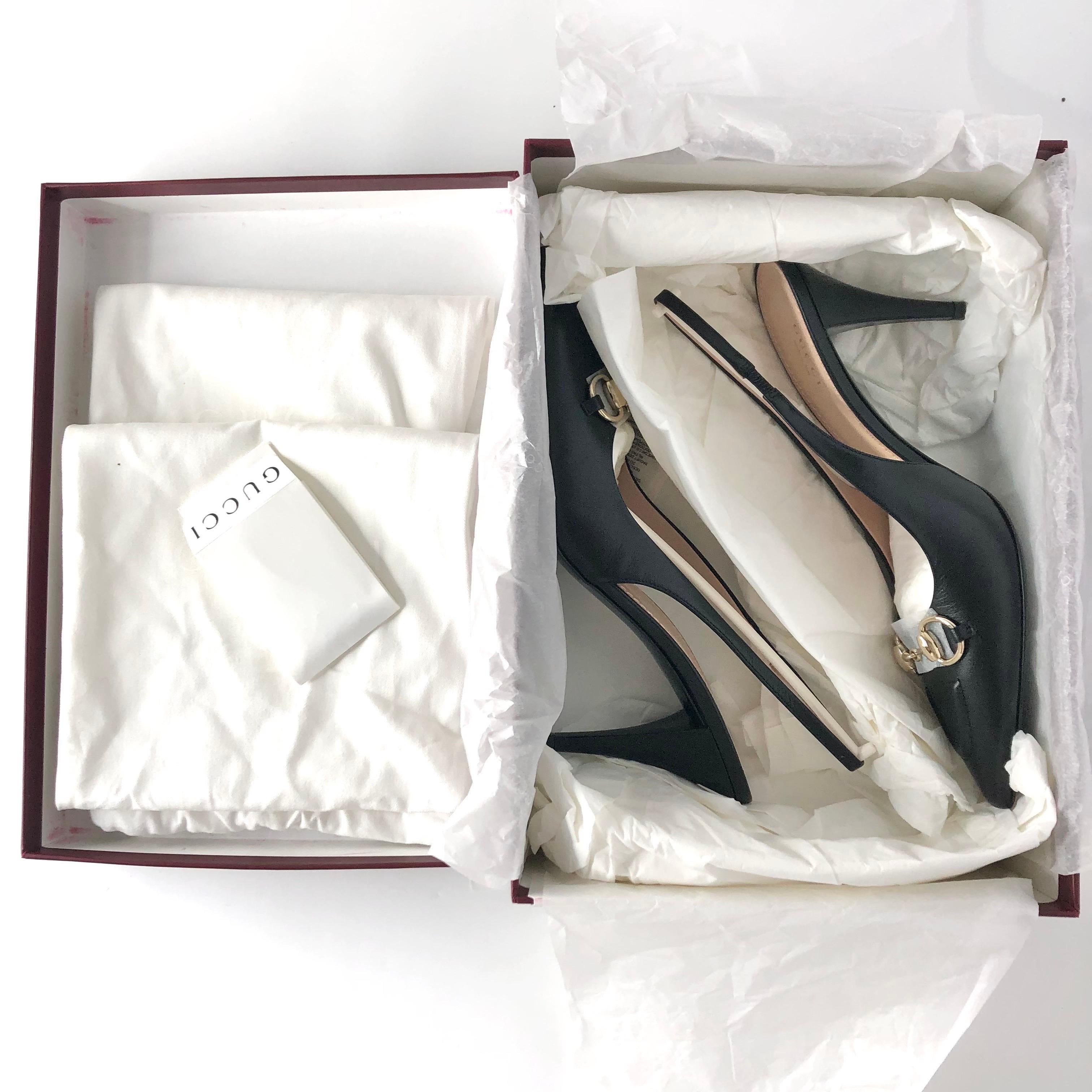 NIB Gucci Horsebit Slingback 100mm Pointed Toe Pumps 39 in vendita 3