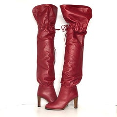 NIB Gucci Slouch Over the Knee Red Leather Boots 36.5