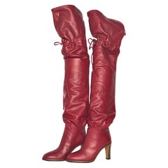NIB Gucci Slouch Over the Knee Red Leather Boots 36.5