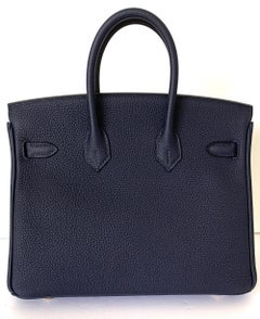 Hermes Birkin 25 Blue Nuit Togo Bag Gold Hardware