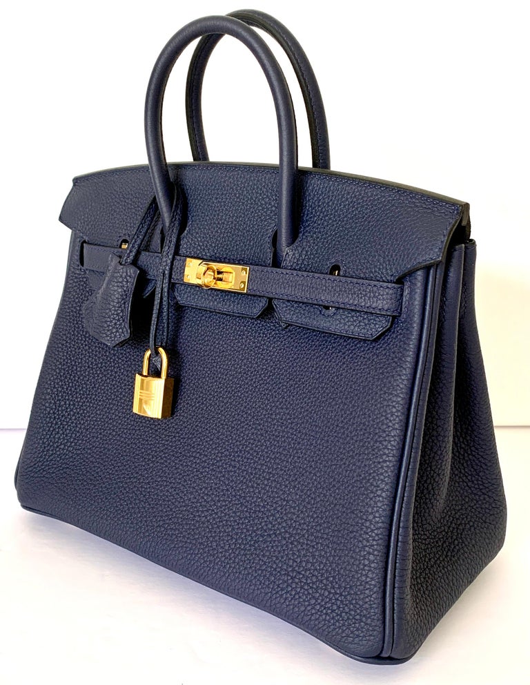 Hermes Birkin bag 25 Blue nuit Togo leather Gold hardware