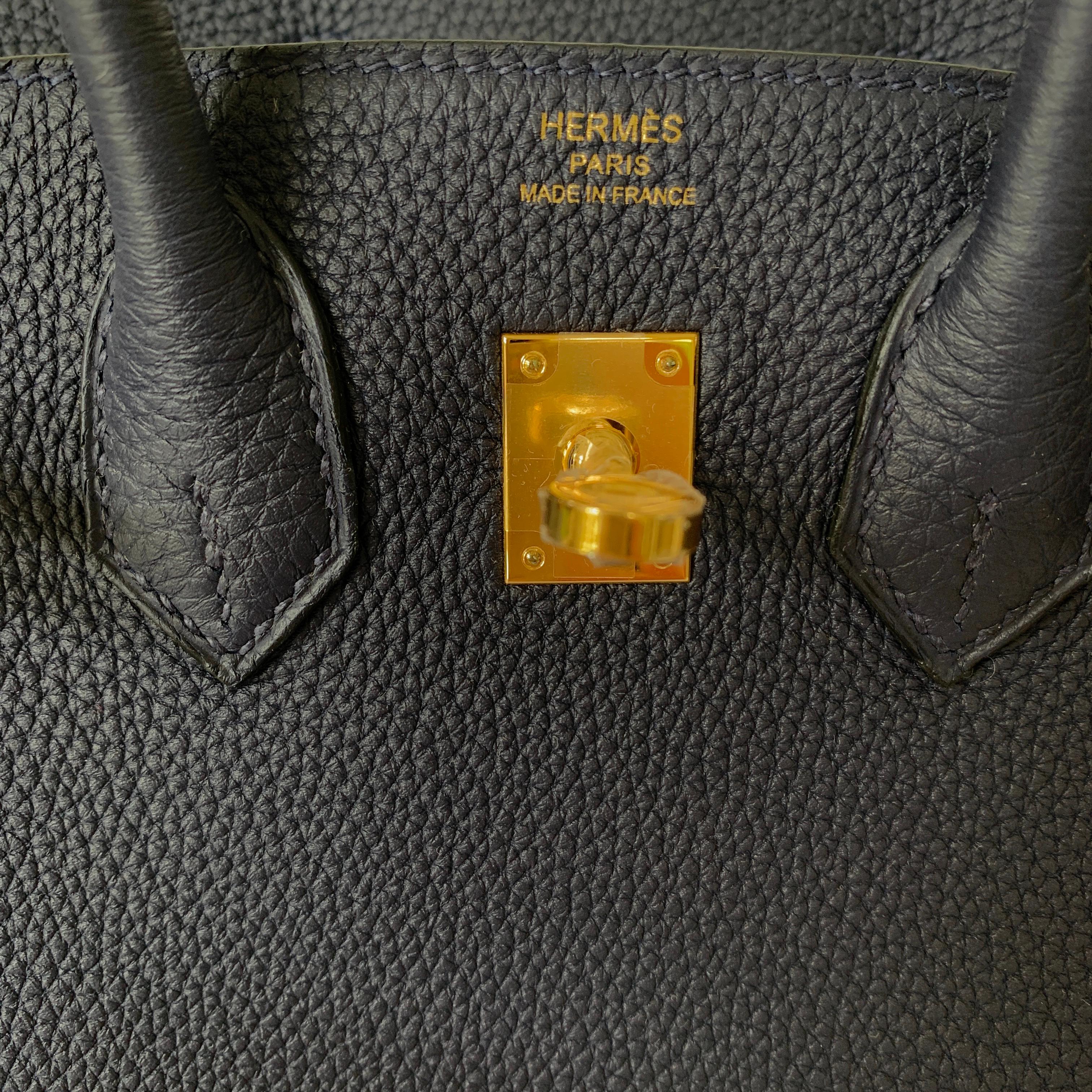  Hermes Birkin 25 Blue Nuit Togo Bag Gold Hardware In New Condition In West Chester, PA