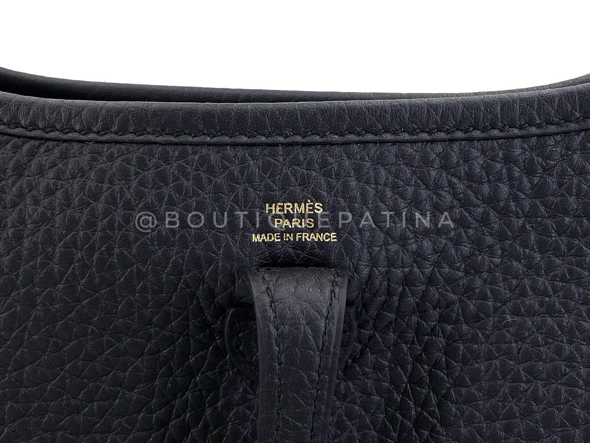 NIB Hermes Nero Clemence Mini Evelyne TPM Borsa 24k GHW 68959 in vendita 6