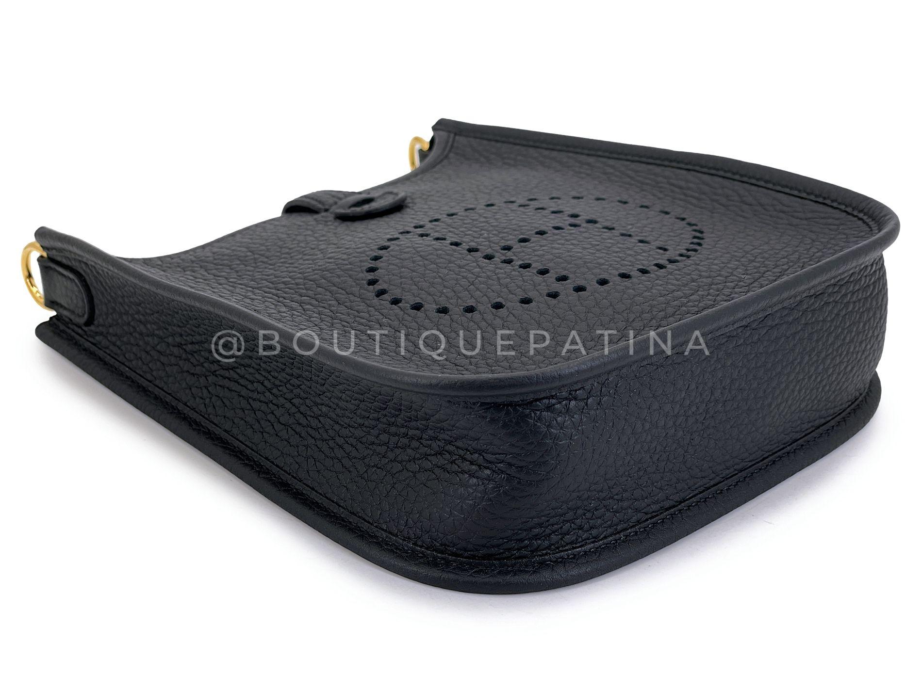 NIB Hermes Nero Clemence Mini Evelyne TPM Borsa 24k GHW 68959 in vendita 2