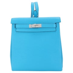NIB Hermès Bleu Frida Clémence Kelly Ado II Backpack PHW
