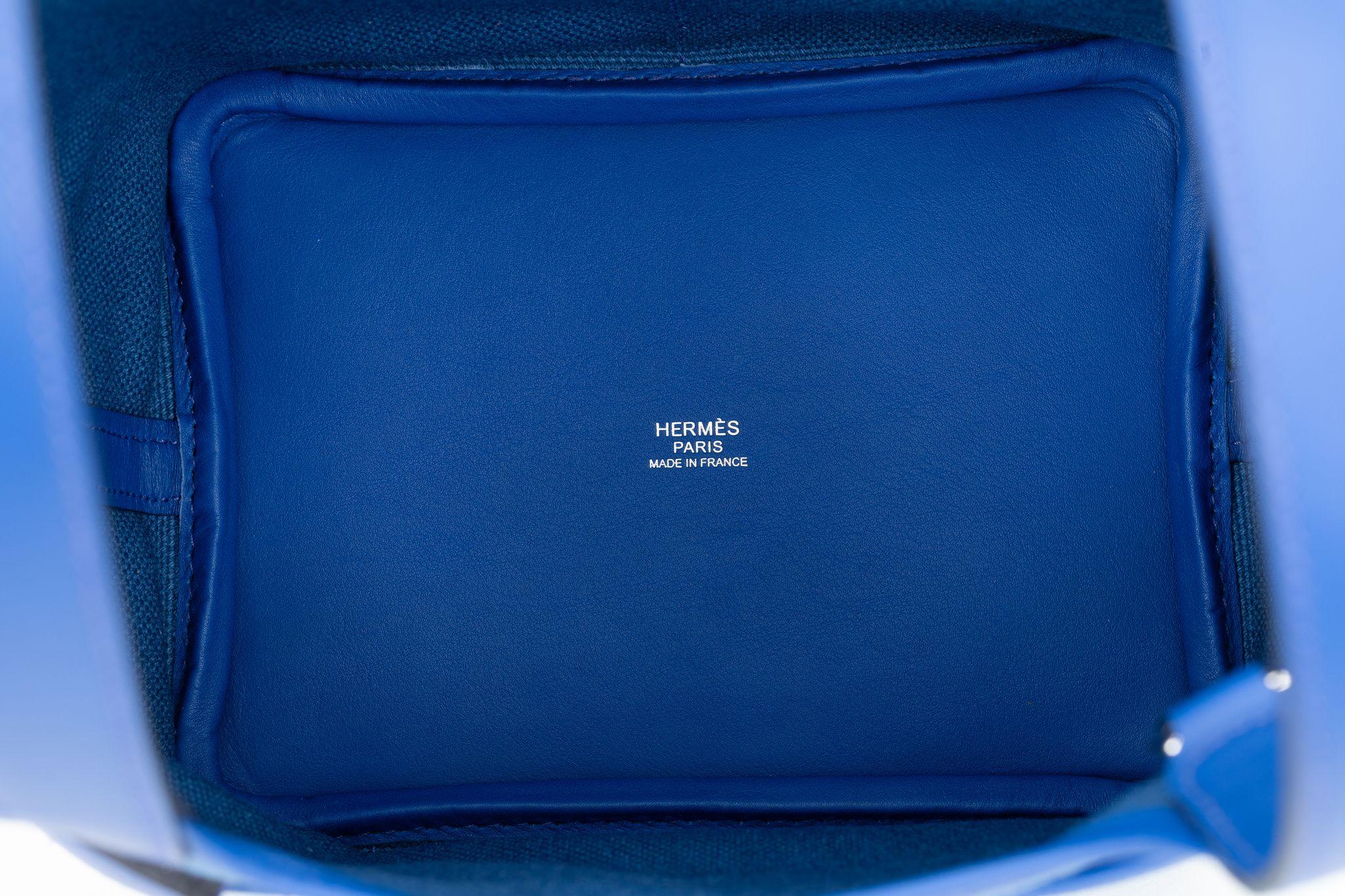NIB Hermès Blue Royal Cargo Picotin 18 For Sale 3