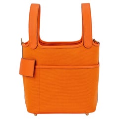NIB Hermès Orange Swift and Toile Geoland Cargo Picotin Lock 18