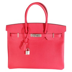 NIB Hermès Rose Extreme Epsom Birkin 35 PHW