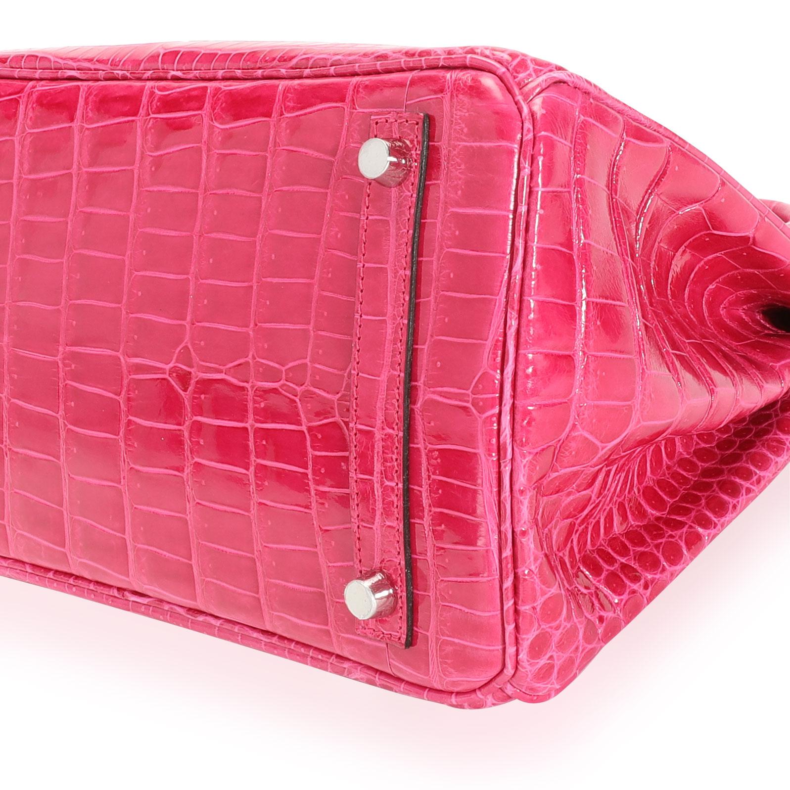 NIB Hermès Rose Mexiko glänzend Porosus Krokodil Birkin 30 PHW Damen im Angebot