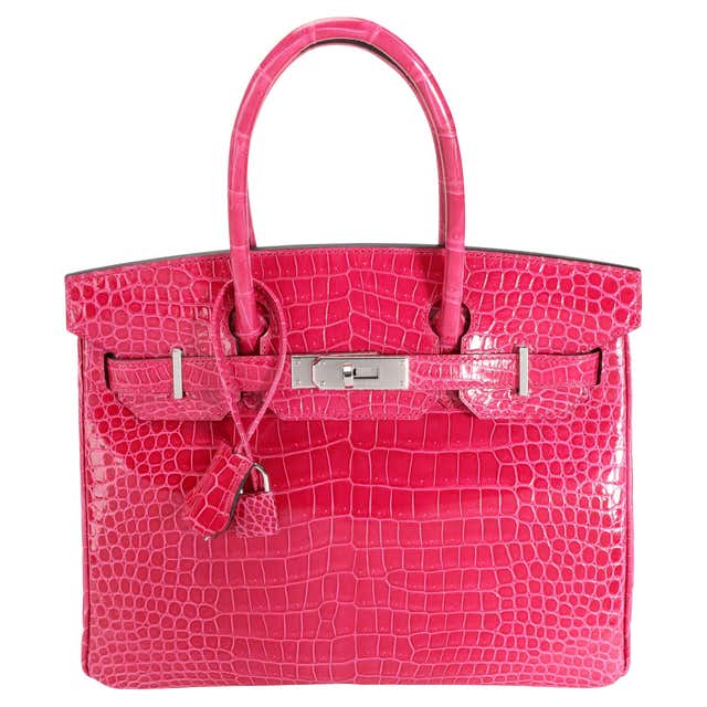 NIB Hermès Rose Mexico Shiny Porosus Crocodile Birkin 30 PHW For Sale ...