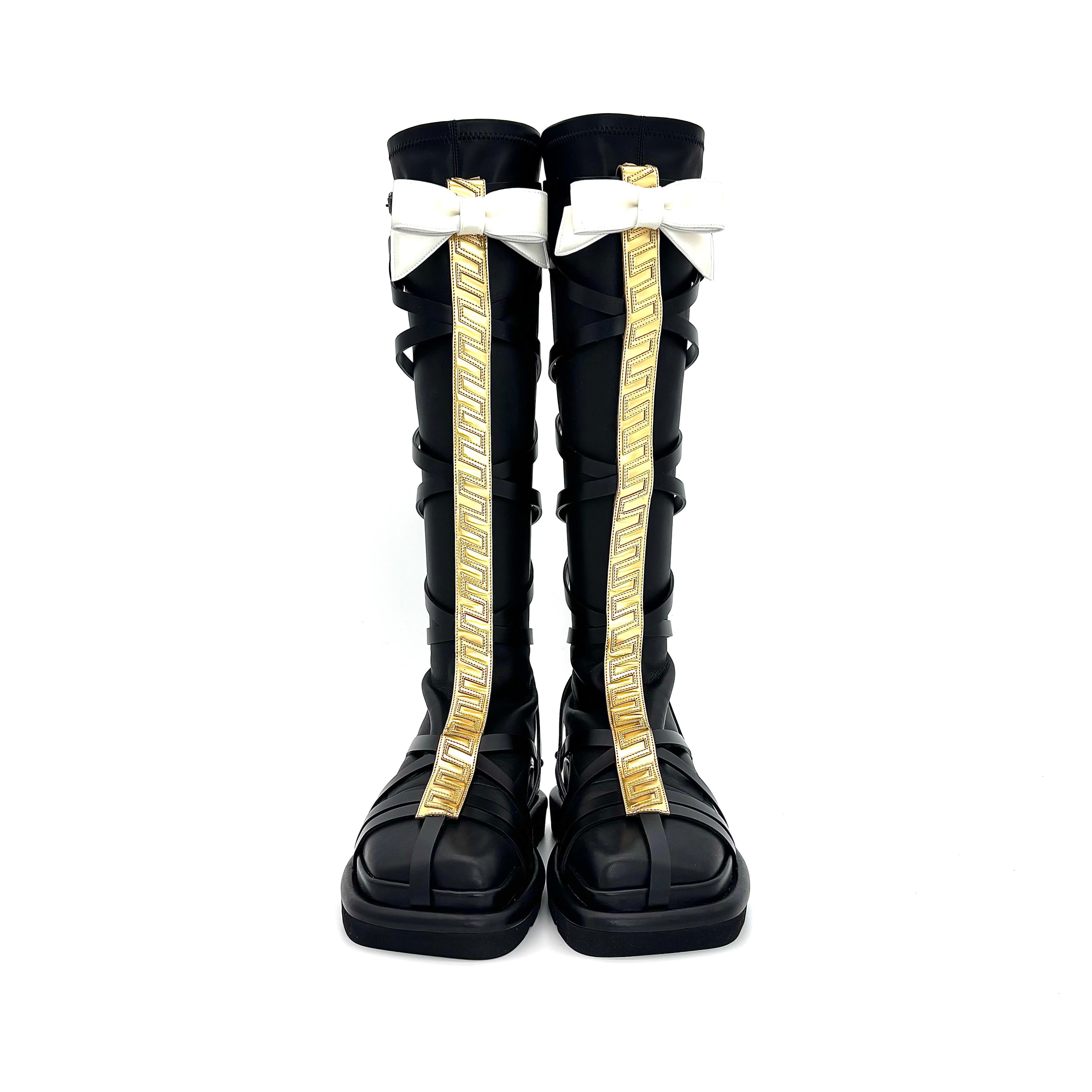 NIB Louis Vuitton A/W 2021 Runway Fornasetti LV Monogram Knee High Boots 37 In New Condition For Sale In Mechanicsville, VA