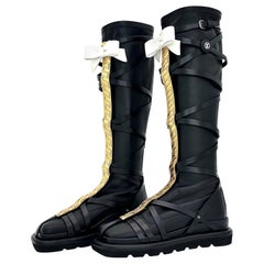 NIB Louis Vuitton A/W 2021 Runway Fornasetti LV Monogram Knee High Boots 37