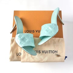 NIB Louis Vuitton Revival Monogram Emboss Leather Heeled Mules Sandals 41