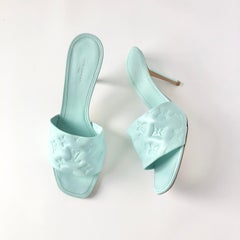NIB Louis Vuitton Revival Monogram Emboss Leather Heeled Mules Sandals 41