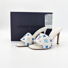 NIB Louis Vuitton Revival Monogram Emboss Leather Slip On Mules Sandals 39