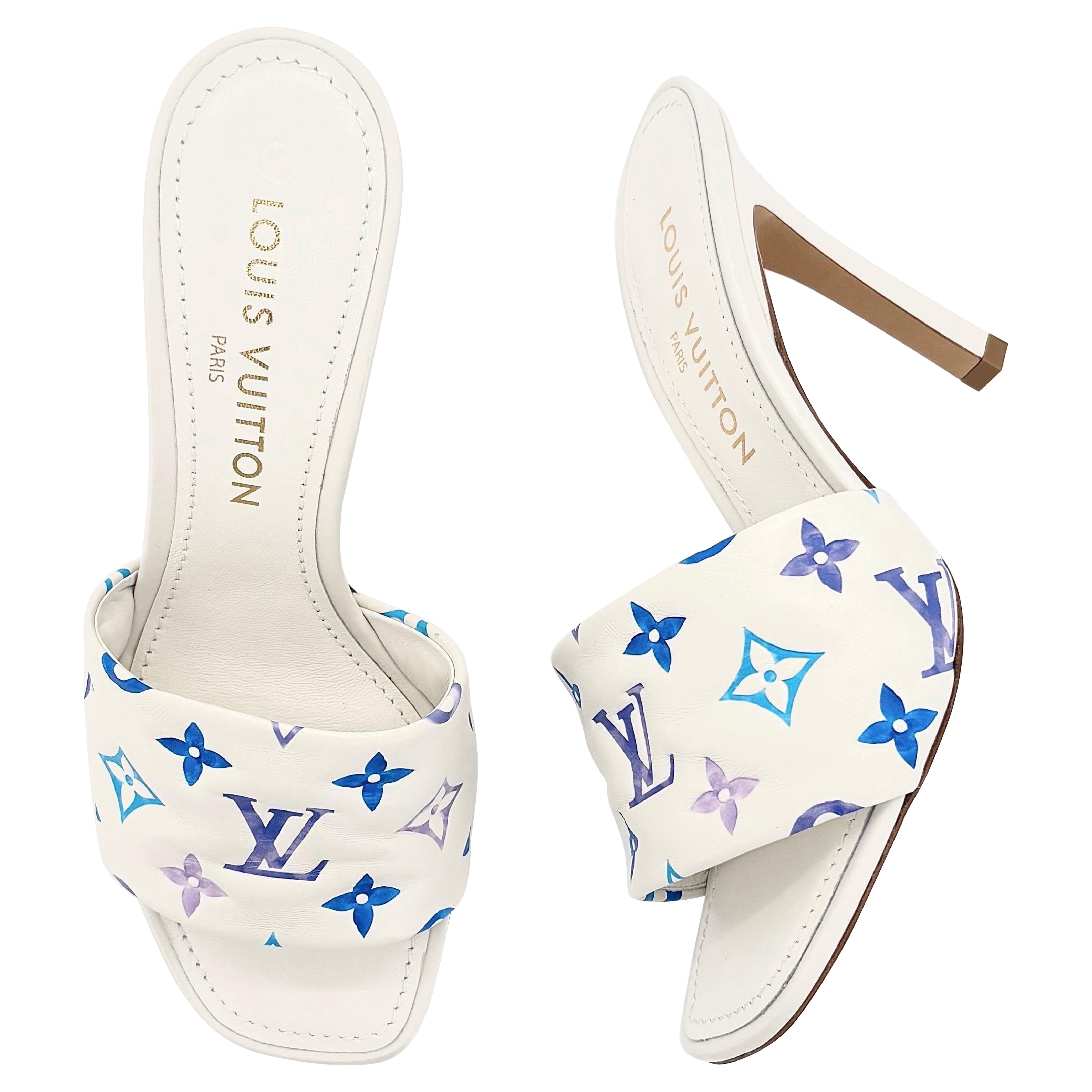 NIB Louis Vuitton Revival Monogram Emboss Leder Slip On Mules Sandalen 39