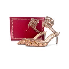NIB Rene Caovilla Kronleuchter Light Colorado Pointed Toe Wraparound Pumps 37.5