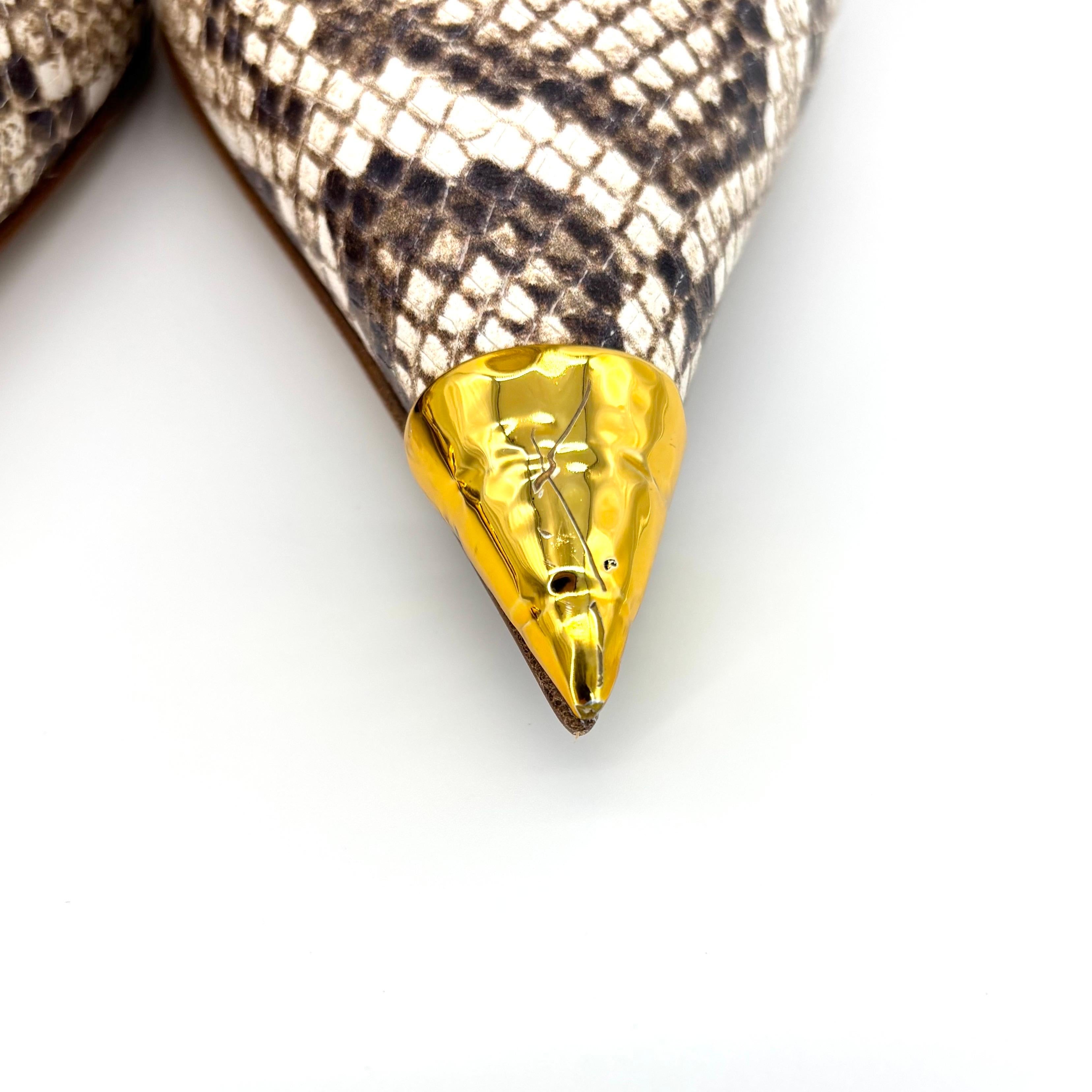 NIB Roberto Cavalli Tiger Tooth Snake Print Knee High Pointed Toe Boots 38 in vendita 3