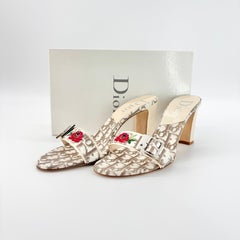 NIB Vintage Christian Dior 2005 Galliano Lock and Key Monogram Print Mules 40.5