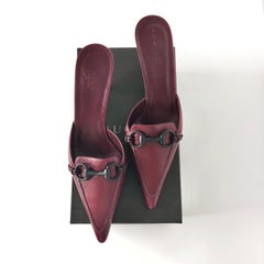 NIB Vintage Gucci Horsebit Wine Leather Pointed Toe Kitten Heel Pumps Mules 8.5