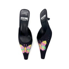 NIB Vintage Moschino Cheap and Chic Butterfly Pointed Toe Kitten Heel Mules 38