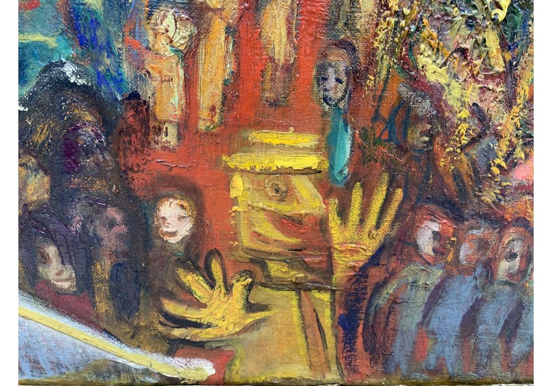 Abadía de Niberg (Am. 1920-1990)  Óleo Sobre Cartulina Parque de Atracciones en Desgastado estado para la venta en Bridgeport, CT