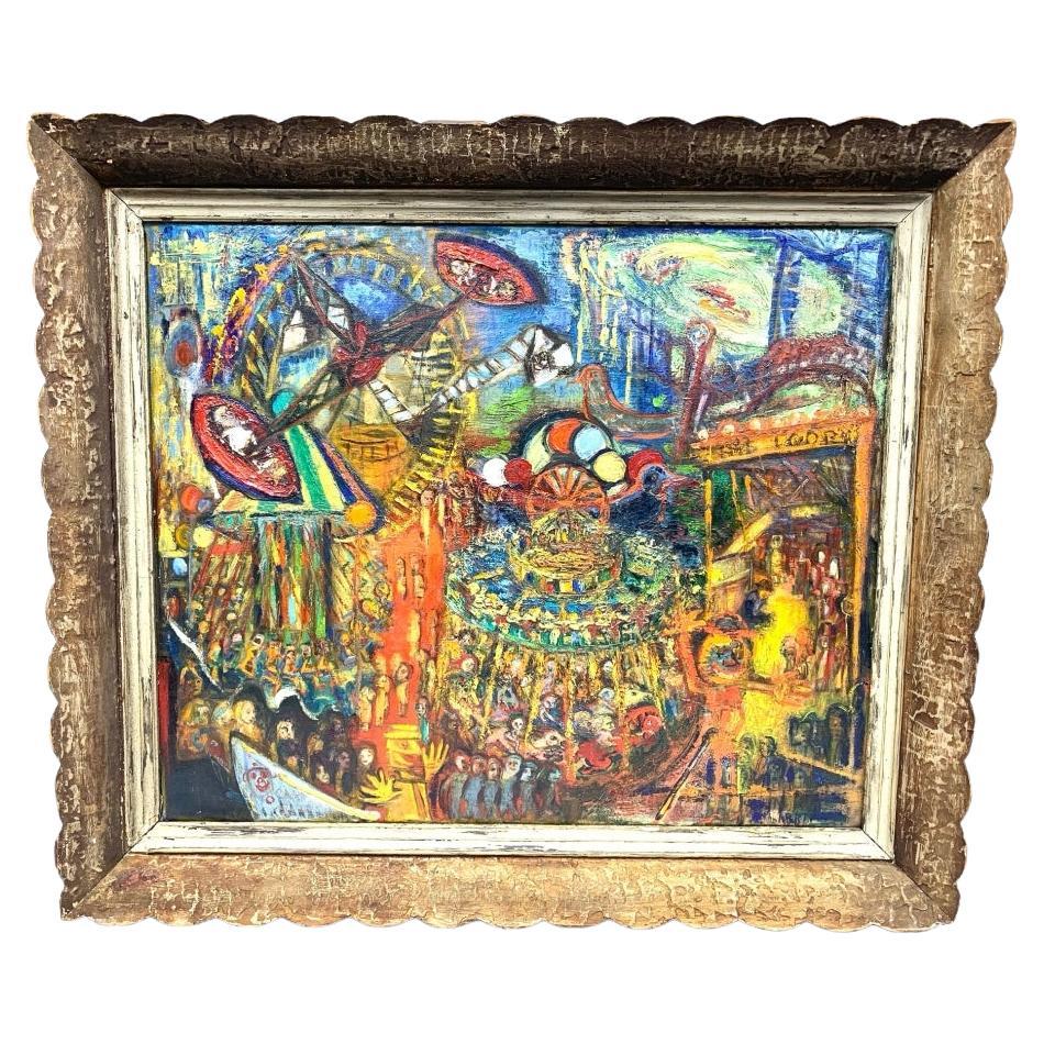 Abadía de Niberg (Am. 1920-1990)  Óleo Sobre Cartulina Parque de Atracciones