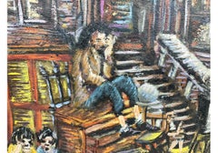 Niberg Abbey (Am. 1920-1990)  Oil On Canvas The Refugees, Brooklyn, NY