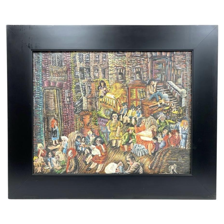 Abbazia di Niberg (Am. 1920-1990)  Olio su tela I rifugiati, Brooklyn, NY