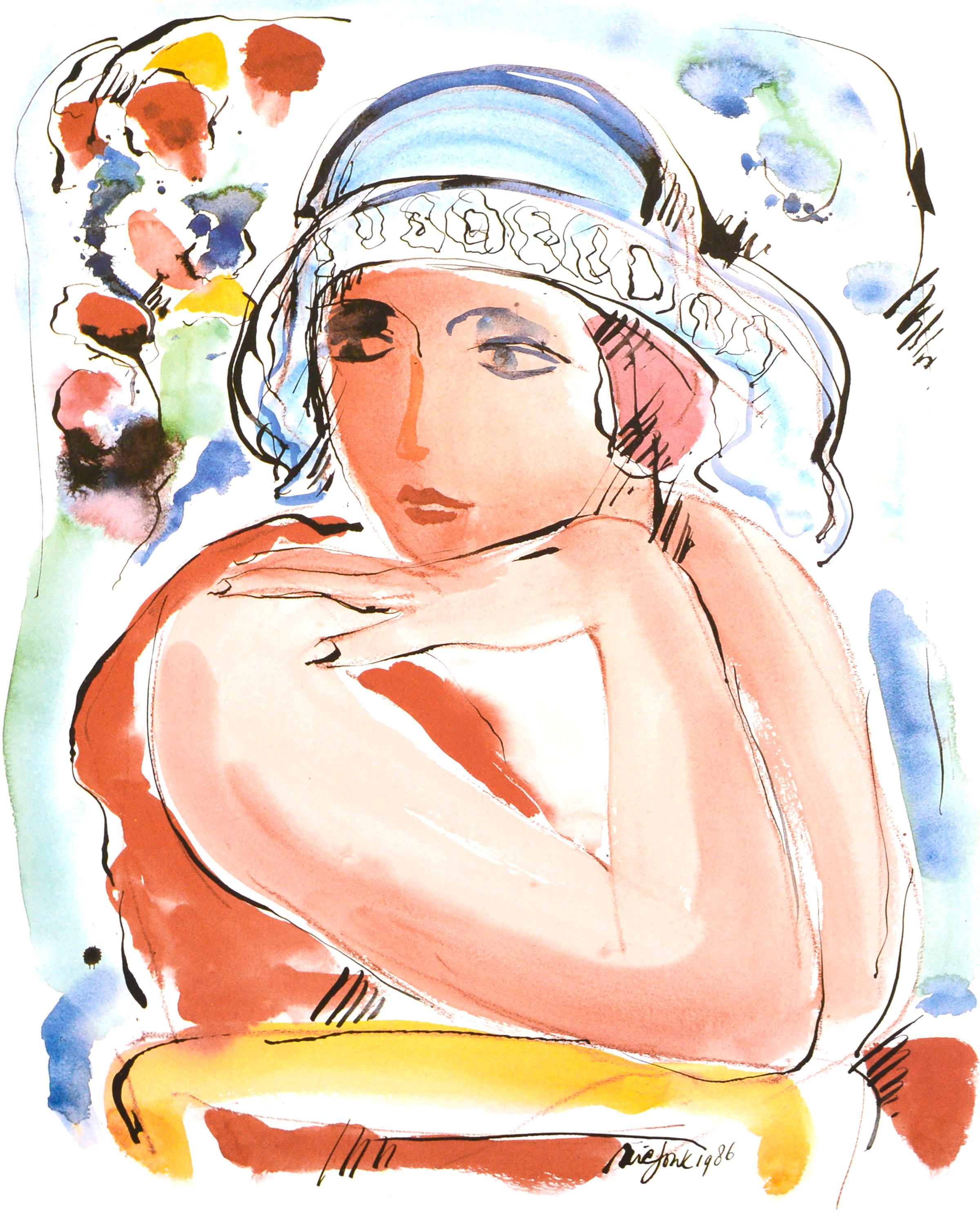 Portrait of a Woman  - Expressionist Print by Nic Jonk