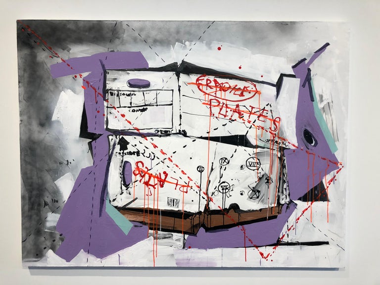 Nic Mathis, Untitled (moving box), mixed media on canvas wall art 1