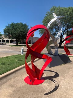"Fever & Sound", Nic Noblique, Red Powder Coated Steel Sculpture, 72x48x41 in