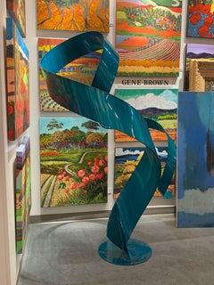 « Taking The Long Way » Nic Noblique:: sculpture en acier bleu revêtu de poudre:: 199::5 x 76::2 x 152::4 cm