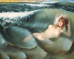 Joven desnuda en el mar - Óleo sobre tela - Año 1907