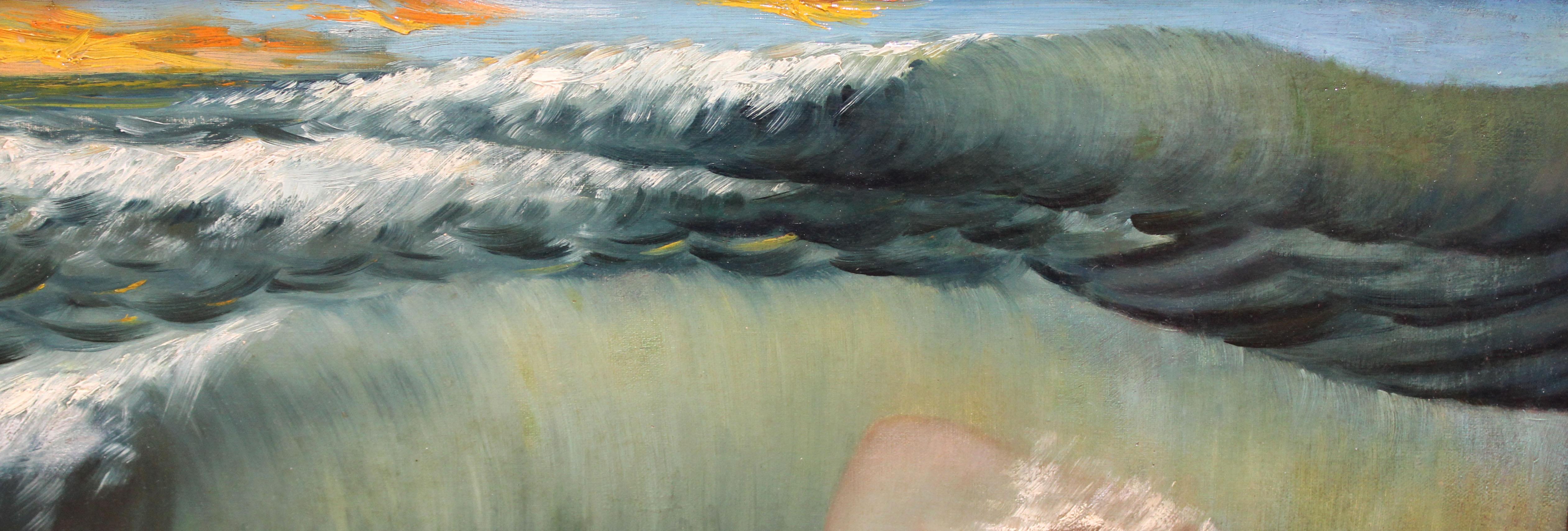 Joven desnuda en el mar - Óleo sobre tela - Año 1907 - Impressionist Painting by Nicanor del Riego Pérez 