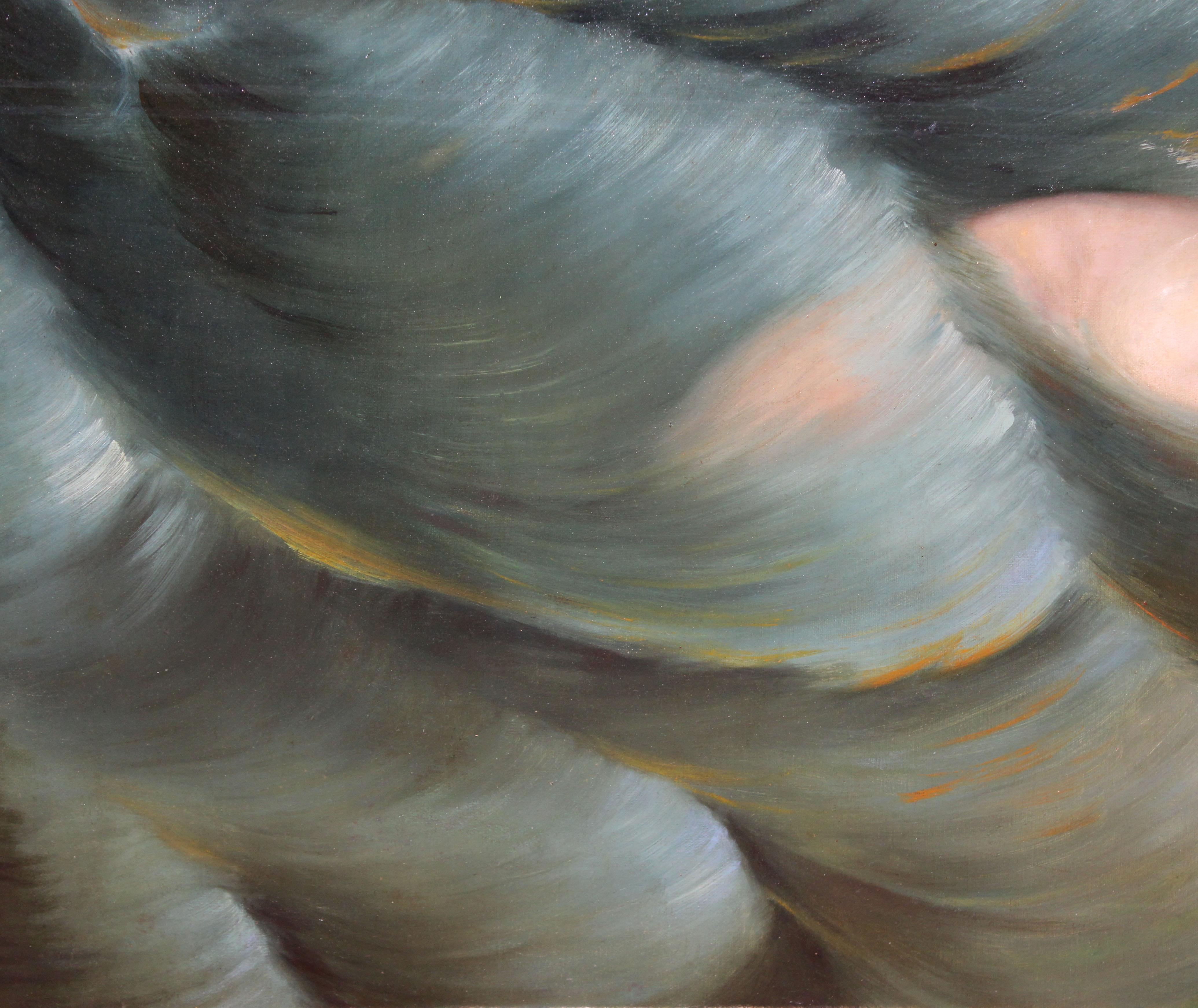 Joven desnuda en el mar - Óleo sobre tela - Año 1907 For Sale 1