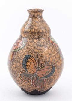 Nicaraguan Modern Ceramic Vase w/ Butterfly Motif