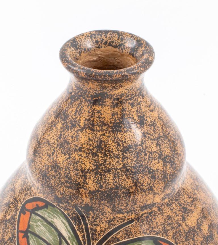 Nicaraguan Modern Ceramic Vase w/ Butterfly Motif For Sale 1