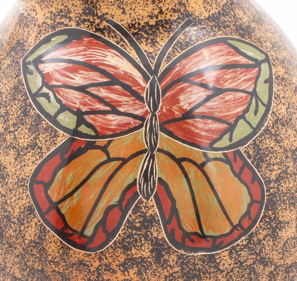 Nicaraguan Modern Ceramic Vase w/ Butterfly Motif For Sale 2