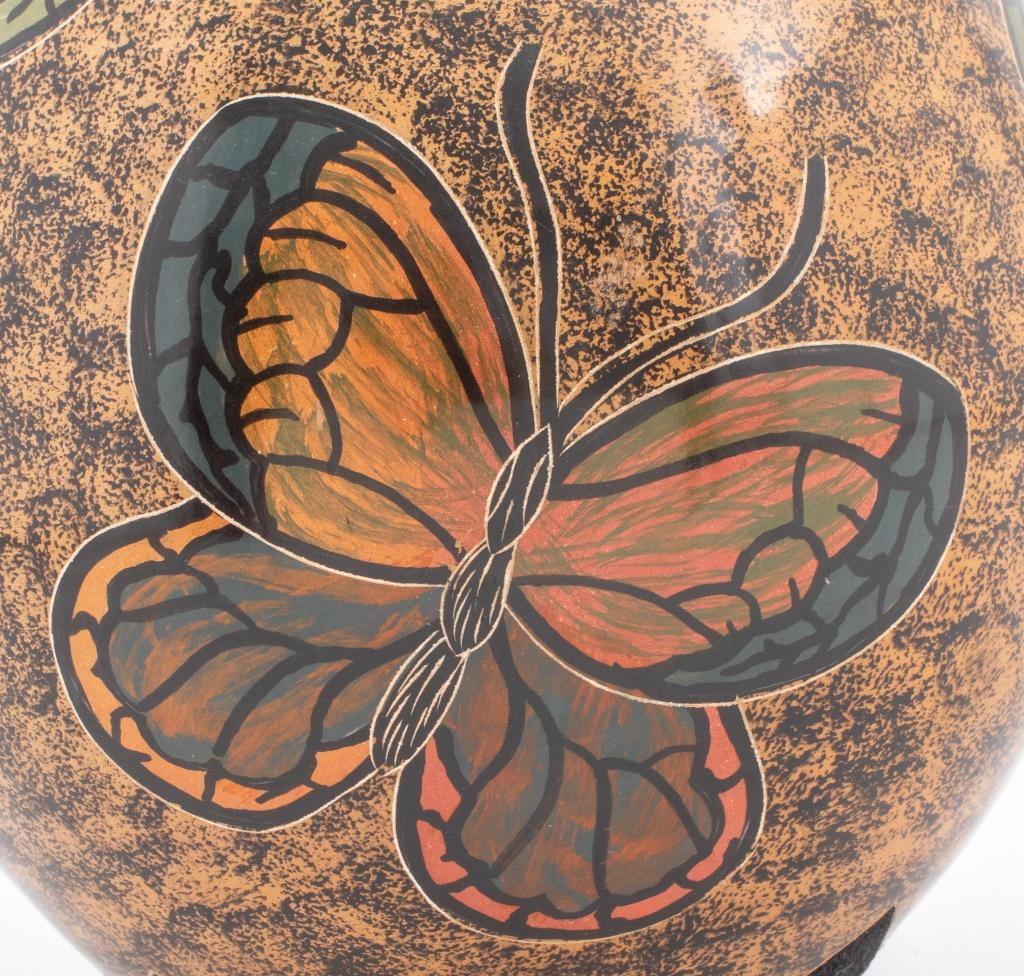 Nicaraguan Modern Ceramic Vase w/ Butterfly Motif For Sale 3