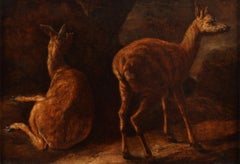 Antique Two deer calfs - Nicasius Bernaerts (Antwerp 1620- Paris 1678)