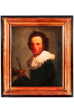 Antique 17th Century By Niccolo' Cassana Self-portrait Oil On Canvas