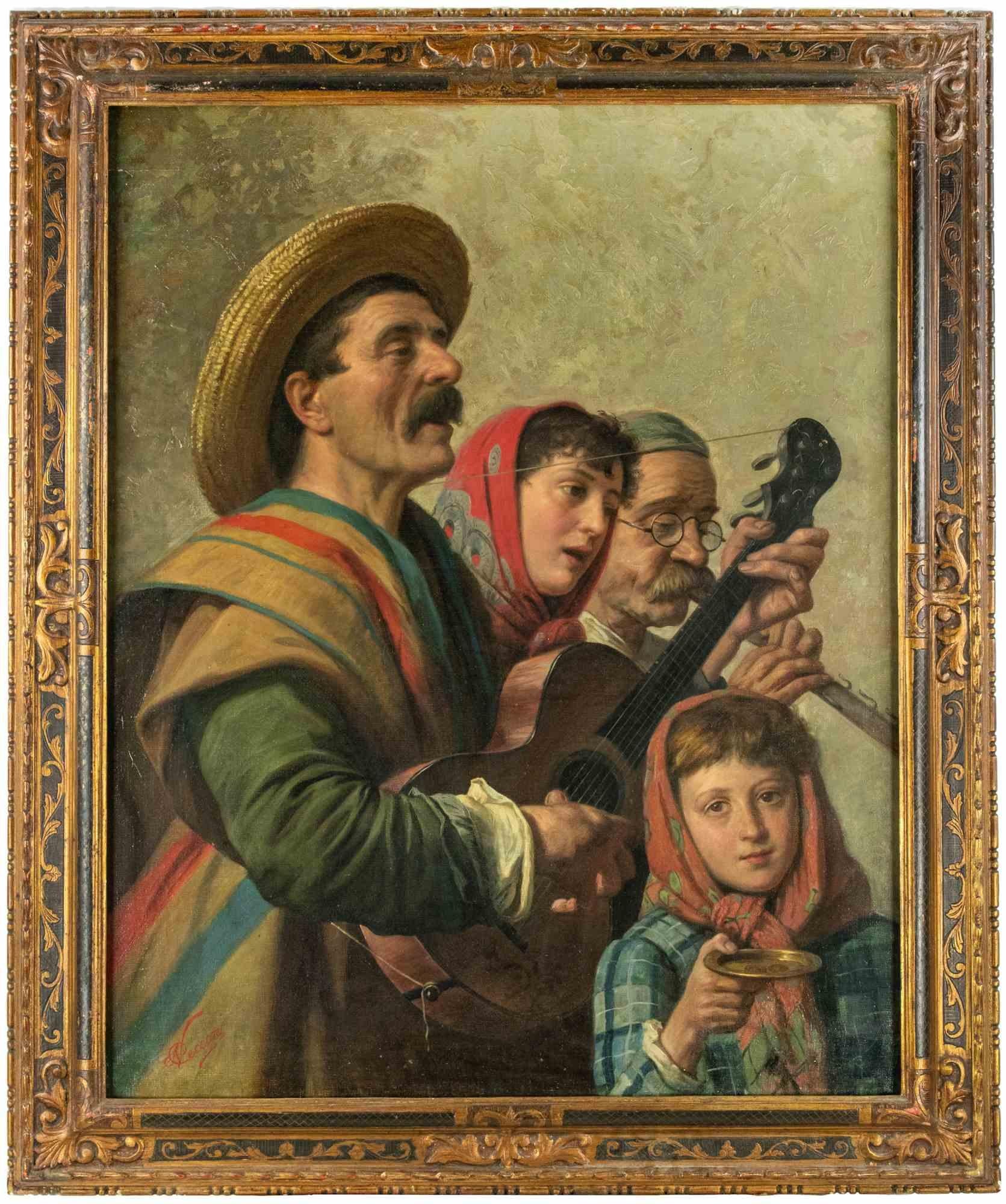 Niccolò Cecconi Portrait Painting - The Little Concert (Concertino) - Oil Paint by N. Cecconi - Late 19th Century